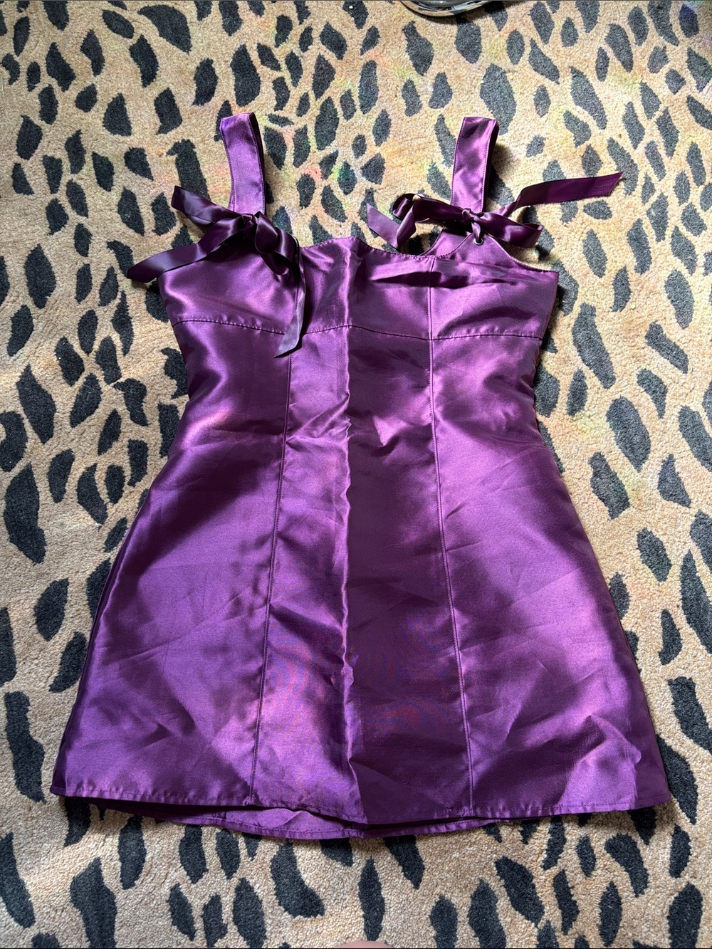 Purple Mini Dress with Bow Straps